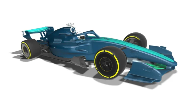 Single-seat motorsport vehicle in simulation