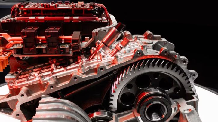 A close of promo pic of the engine in the forthcoming Ferrari Elettrica electric vehicle