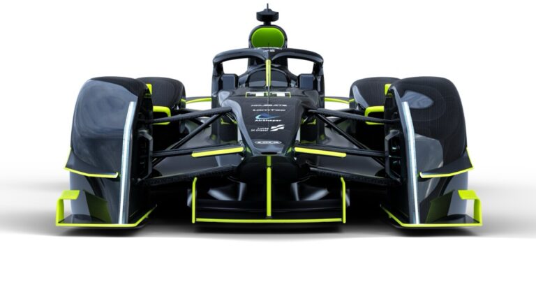 Design render of the DGR-Lola electric concept, in black with green and white trim